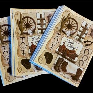 Western saddle thank you cards- 20 with envelopes, Made In The USA